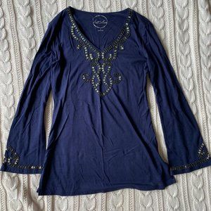 INC Navy Tailored Shirt with Sequin Embellishments